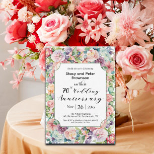 Convite Aniversário de Casamento de 70 do Elegante