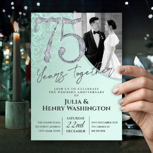 Convite Aniversário de Casamento de 75 anos Elegante em Ve