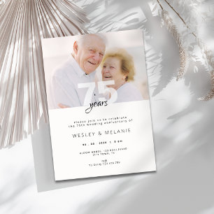 Convite Aniversário de Casamento de 75 Anos Moderno com Fo