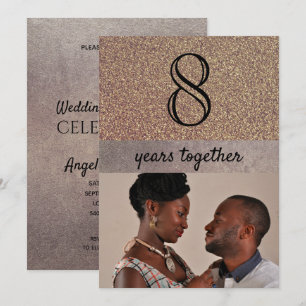 Convite Aniversário de Casamento de 8 Anos Bronze Elegante