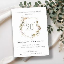 Convite Aniversário de Casamento de Crest de Flor Selvagem