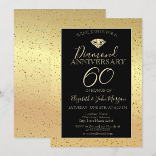 Convite Aniversário de Casamento de Diamante Confete Doura