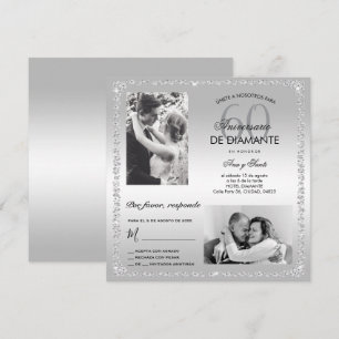 Convite Aniversário de Casamento de Diamante de 60 anos em