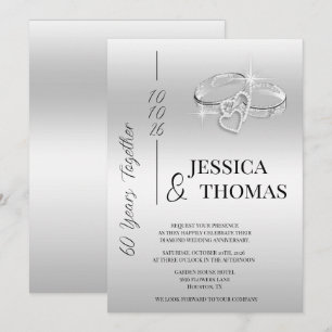 Convite Aniversário de Casamento de Diamante Glitzy Posh 6