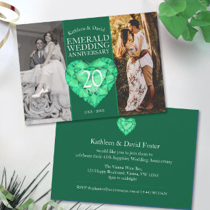 Convite aniversário de casamento de esmeralda do 20º agora