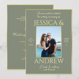 Convite Aniversário de Casamento de Fotos da Elegância Mod
