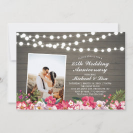 Convite Aniversário de Casamento de Madeira Rústica 40ª Fo