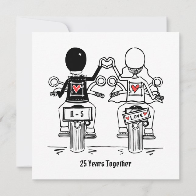 Convite Aniversário de Casamento de Motocicleta de Motocic (Frente)