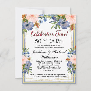 Convite Aniversário de Casamento de Orçamento Floral Chic 