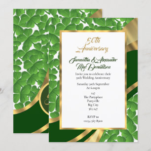 Convite Aniversário de casamento de ouro do trevo irlandês