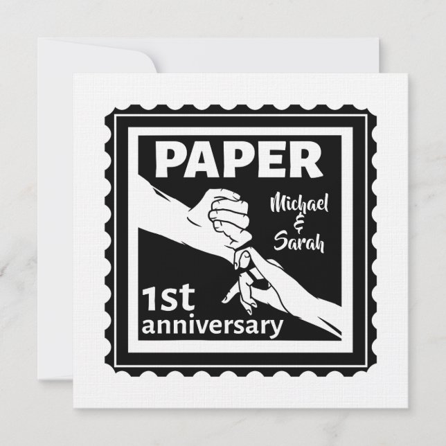 Convite Aniversário de casamento de papel tradicional de 1 (Frente)
