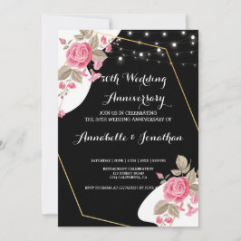 Convite Aniversário de Casamento de ruas Florais Rosa-Eleg
