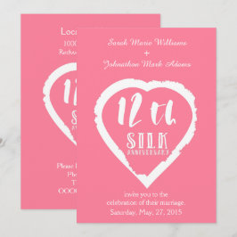 Convite aniversário de casamento de seda tradicional 12 an