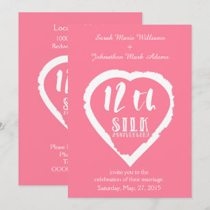 Convite aniversário de casamento de seda tradicional 12 an