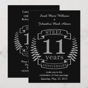 Convite Aniversário de casamento de Steel Eleven 11 anos
