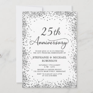 Convite Aniversário de Casamento do 25 de Glitter Moderno