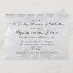 Convite Aniversário de Casamento do 25 Silver Elegante