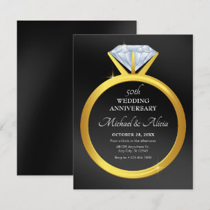 Convite Aniversário de casamento do anel de diamantes simp