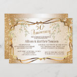 Convite Aniversário de Casamento do Dourado Glitter 50 | D<br><div class="desc">50º Convites de festas de aniversário de casamento DOURADO com a Glitter. Escolha entre vários tipos de papel e/ou forma diferentes para atender às suas necessidades. ⭐ Este Produto é 100% Personalizável. Gráficos e texto podem ser excluídos, movidos, redimensionados, alterados, rodados etc... ⭐ 99% dos meus designs na minha loja...</div>