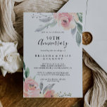 Convite Aniversário de Casamento do Elegante Blush Floral<br><div class="desc">Este elegante convite para o aniversário de 50 anos de casamento floral cor-de-rosa é perfeito para um evento moderno. A design apresenta rosas rosas desenhadas à mão e peônias com folhas verdes e cinzas,  inspirando beleza natural. Altere o número para celebrar qualquer marco de aniversário.</div>