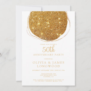 Convite Aniversário de Casamento do Elegante Dourado Glitt
