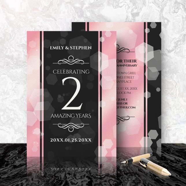 Convite Aniversário de Casamento do Rosa Quartz Elegante (Criador carregado)