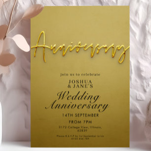 Convite Aniversário de Casamento Dourado
