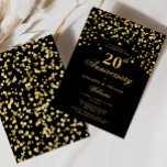 Convite Aniversário de Casamento Dourado e negro<br><div class="desc">Marque duas décadas de amor e comprometimento com o nosso Dourado convite para casamentos de 20 e negro. Este belo design combina a sofisticação clássica com um toque de glamour, com um pano de fundo preto eterno adormecido com sotaques dourados brilhantes. Perfeito por comemorar este marco significativo, este convite é...</div>