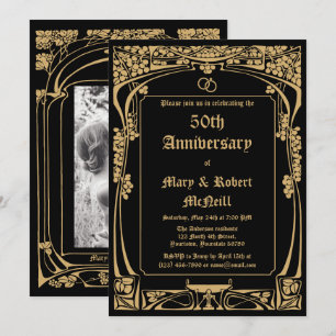 Convite Aniversário de Casamento Elegante Art Nouveau
