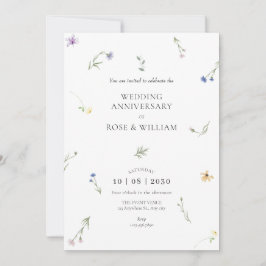 Convite Aniversário de casamento elegante de flores selvag