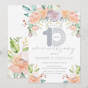 Convite Aniversário de Casamento Elegante Floral Aquarela