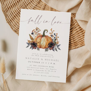 Convite Aniversário de Casamento Floral Outonal Mal-humora