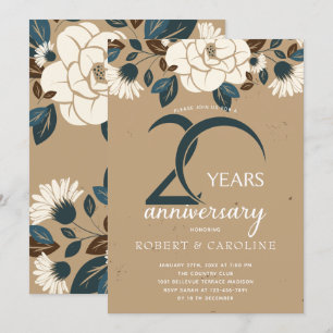 Convite Aniversário de Casamento Floral Rústico 20 anos