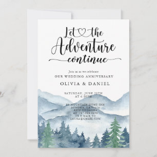 Convite Aniversário de Casamento Floresta Montanhosa Aquar