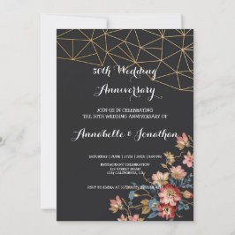 Convite Aniversário de Casamento Geométrico Dourado