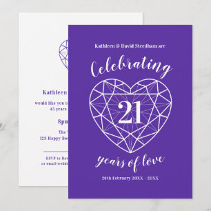 Convite Aniversário de Casamento Iolite 21 anos de amor