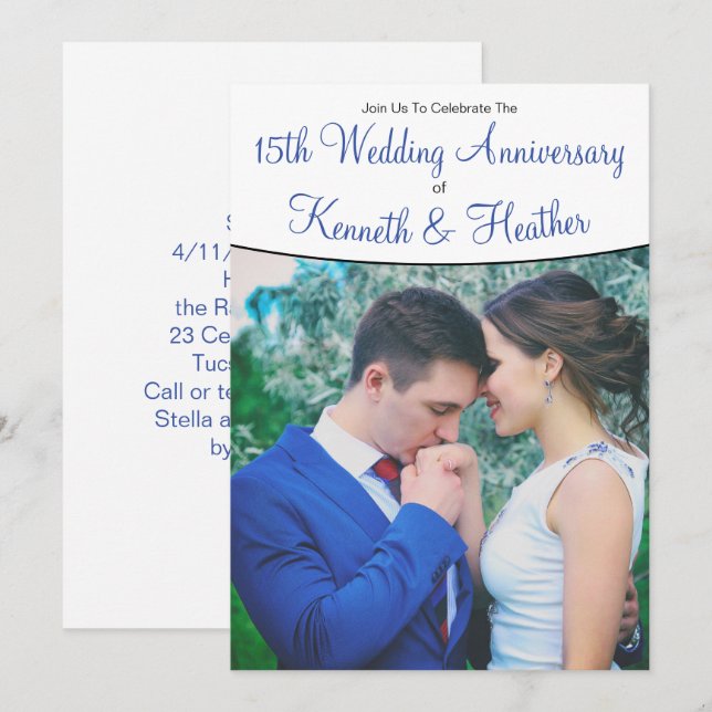 Convite Aniversário de Casamento Número Personalizado e Fo (Frente/Verso)