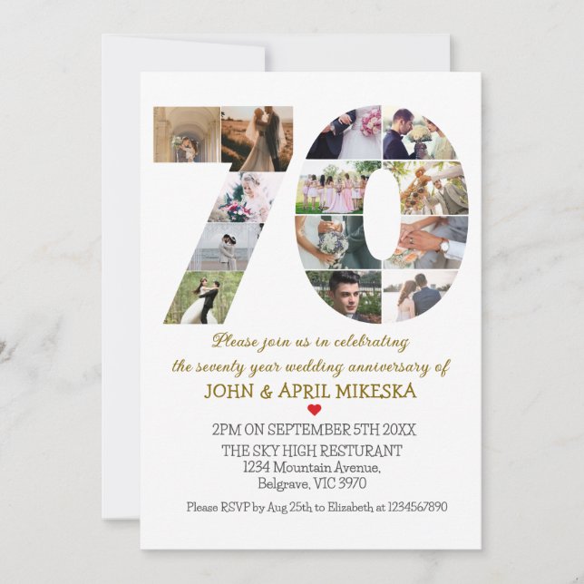 Convite Aniversário de Casamento Personalizado de Foto Núm (Frente)