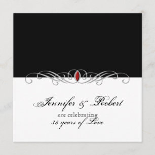 Convite Aniversário de Casamento Preto e Branco com Acento