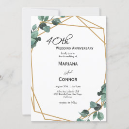 Convite Aniversário de Casamento Romântico com Verde Esmer