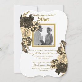 Convite Aniversário de Casamento Rosa Antiga - 50º Bodas d