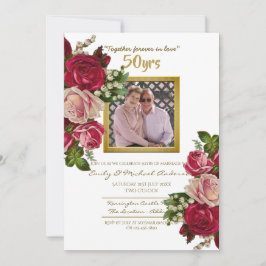 Convite Aniversário de Casamento Rosa Vintage - QUALQUER A