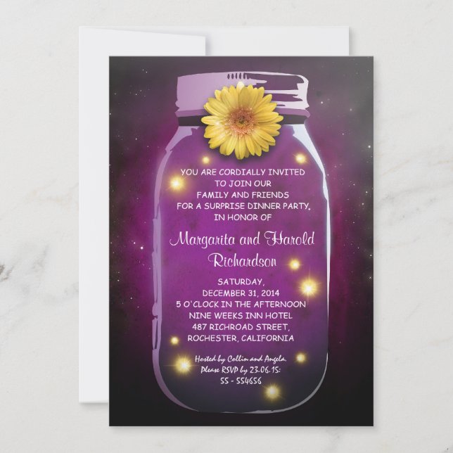 Convite Aniversário de Casamento Rustic Mason Jar (Frente)