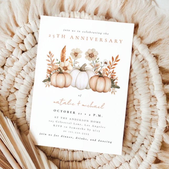Convite Aniversário de Casamento Rustico Boho Outono Abóbo (Criador carregado)