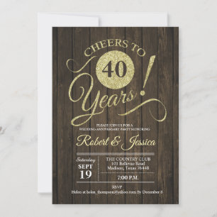 Convite Aniversário de Casamento Rústico de 40 Anos - Made