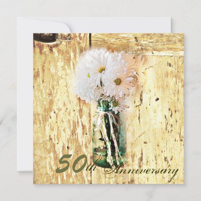 Convite aniversário de casamento rústico do país 50th do (Frente)