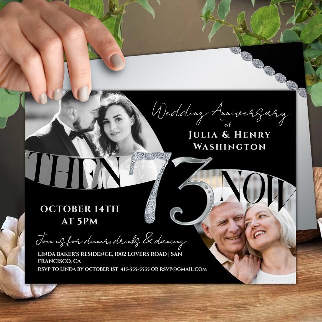 Convite Aniversário de Casamento Sofisticado Moderno de 73 (Criador carregado)