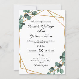 Convite Aniversário de Casamento Verde Esmeralda Vibrante