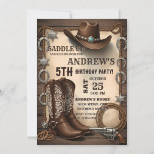 Convite Aniversário de Caubói com Selim Country Personaliz