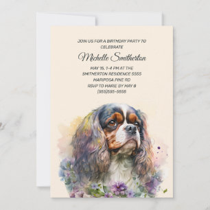 Convite Aniversário de Cavalier King Charles Spaniel